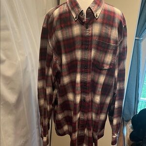 Eddie Bauer Red and Black Plaid Button-Down Shirt